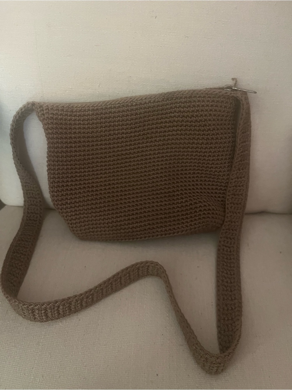 The Sak Brown Crochet Knit Crossbody Bag Boho Festival Purse